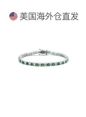 自营geneviveGa 纯银绿白网球风手链 - 绿色 美国奥莱直发