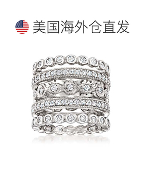 自营 Ross-Simons CZ 珠宝套装：5 条纯银永恒戒指 - 白色 美国奥