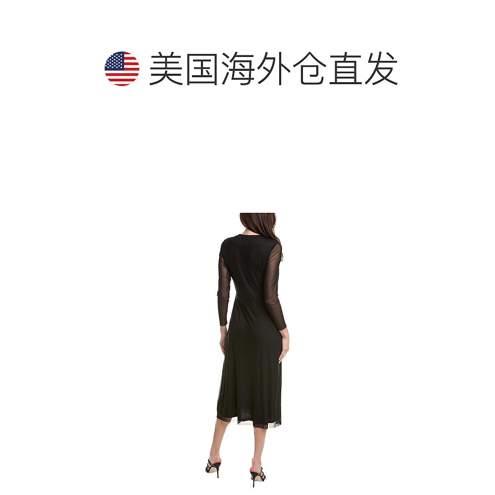 Anne Klein 网眼中长裹身连衣裙 - 黑色 【美国奥莱】直发 - 图1