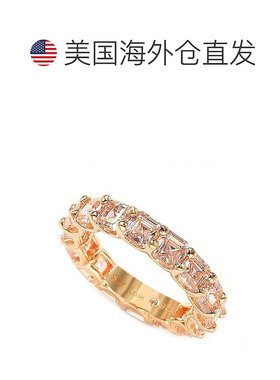 自营 Suzy Levian 玫瑰纯银粉红色立方氧化锆 Asscher 切割永恒戒