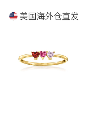 自营RS Pure by Ross-Simons 14kt 黄金多宝石心形戒指 - 紫色 美