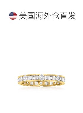 自营 Ross-Simons 14 克拉黄金圆形和长方形钻石永恒戒指 - 白色