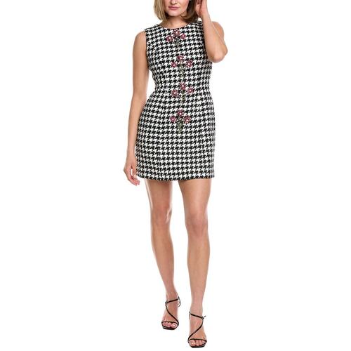 自营Carolina Herrera Houndstooth Linen-Blend Mini Dress - bl - 图0