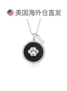 自营Ross-Simons 925 银黑色玛瑙和白色托帕石狗爪吊坠项链 - 16
