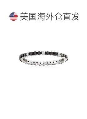 自营Ross-Simons 14kt 白金黑白钻石永恒戒指 - 白色 美国奥莱直