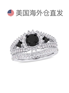 自营Mimi & Max 2ct TW Black White Diamond 2-Piece Halo Brida