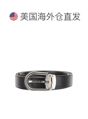 自营mont blanc双面两用皮革腰带，抛光处理-灰色 美国奥莱直发