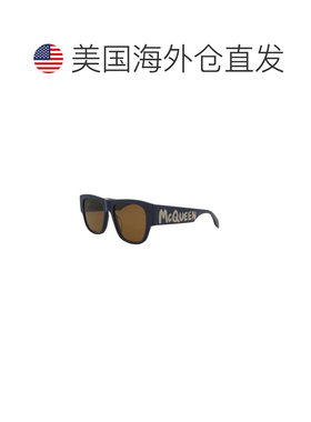自营Alexander McQueen男士54毫米蓝色太阳镜-蓝色 美国奥莱直发