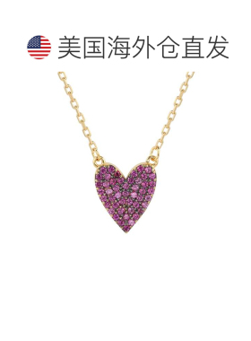 自营Suzy Levian 红色方晶锆石金色纯银心形项链 - 红色 美国奥莱