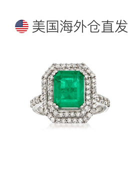 自营ross-simons14 克拉白金罗斯-西蒙斯祖母绿和钻石戒指 - 绿色