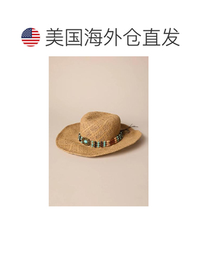 自营lucky brand幸运品牌牛仔帽，绿松石珠饰-灰色 美国奥莱直发