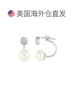 自营splendid pearls纯银 7-7.5 毫米淡水珍珠耳环 - 白色 美国奥