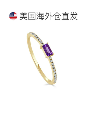 自营sabrina14K Yellow Gold Amethyst & Diamond Band - yellow