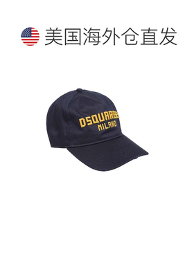 自营dsquared2经典蓝色全棉绣花帽-黑色 美国奥莱直发