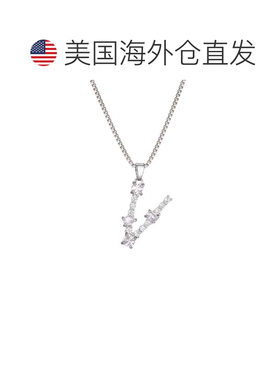 自营adornia镀银混合石水晶初始项链-银色-v 美国奥莱直发