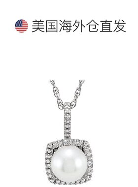 自营 pompeii3纯银 7 毫米淡水养殖珍珠和 .015 CTW 钻石 18