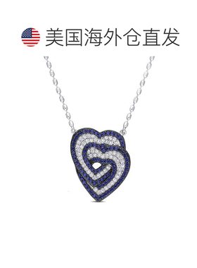 自营925 纯银 Mimi & Max 互锁心形吊坠配链 - 蓝色 美国奥莱直发