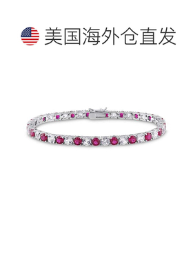 自营925 Mimi & Max 14 1/2 克拉 TGW 人造红宝石和人造白色蓝宝