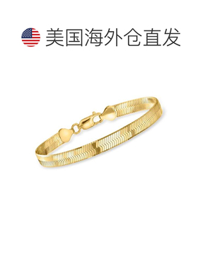 自营Ross-Simons Italian 6mm 18kt Gold Over Sterling Herringb
