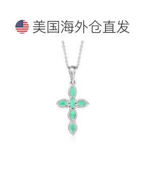 自营Ross-Simons Emerald Cross Pendant Necklace in Sterling S