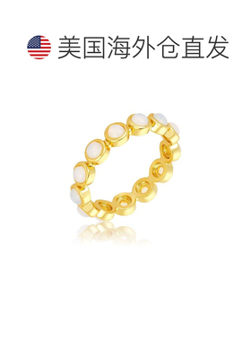 自营Adornia永恒戒指4mm包边白色蛋白石时尚简约气质 美国奥莱直