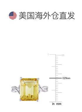 Julianna B女士戒指婚戒银色戒圈镶切割柠檬酸黄玉气质银戒指水晶