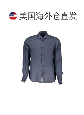 自营La Martina Linen Men Men's Shirt - blue 美国奥莱直发
