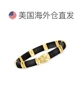自营Ross-Simons 黑色玛瑙“Good Fortune”手链 18kt 金手链 - 8