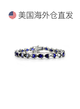 自营GENEVIVE 纯银蓝宝石立方氧化锆网球手链 - 蓝色 美国奥莱直