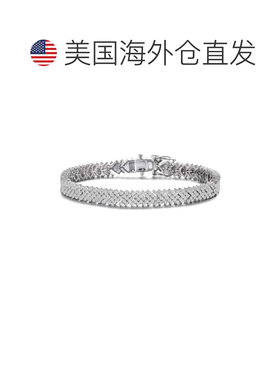 自营GENEVIVE 纯银立方氧化锆簇状箭头网球手链 - 银白色 美国奥