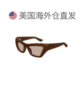 自营bottega venetaBv1438s编织超大猫眼太阳镜-黑色 美国奥莱直