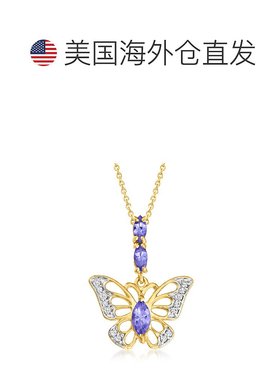 自营ross-simons罗斯-西蒙斯坦桑石和 . 18 克拉金镀在纯银上白色