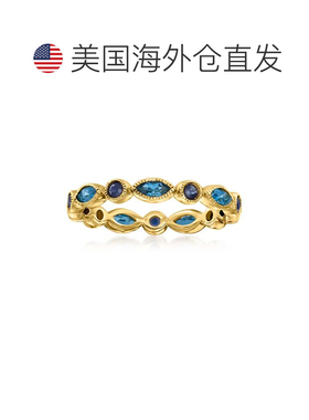 自营 ross-simons罗斯-西蒙斯伦敦蓝托帕石和 .蓝宝石几何戒指 -