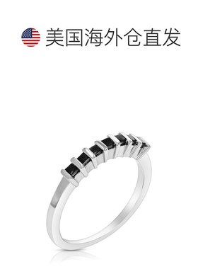 自营 vir jewels 0.35 克拉公主方形切割黑色钻石结婚戒指 .925