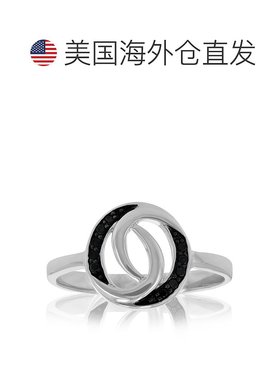 自营 vir jewels 1/10 克拉 0.925 纯银镀铑黑色钻石戒指 - 银 美