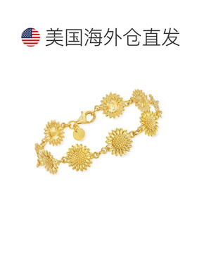自营Ross-Simons 意大利 18kt 金镀银向日葵手链 - 7 英寸 美国奥