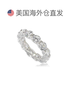 自营 Suzy Levian 纯银立方氧化锆圆形 U 形永恒戒指 - 白色 美国