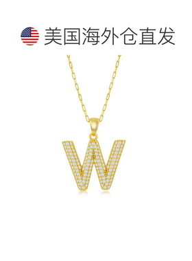 自营simona纯银 Micro Pave CZ \'J\' Block Initial w/ 回形针链