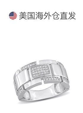 自营 925 纯银 Mimi & Max 1/4 克拉 TW 钻石男士戒指 - 白色 美