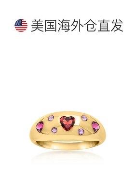 自营ross-simonsRoss Simons 18K金镀银的多宝石心形戒指-红色 【