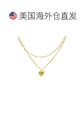 自营Adornia 回形针和 Figaro 心形链套 金色 美国奥莱直发