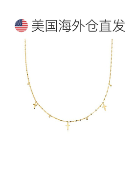 自营Ross-simons意大利10kt黄金十字架和珠子站项链-18 in 美国奥
