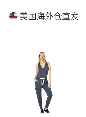 自营Monrow Jumpsuit Women's  Gray Cotton Blend Tapered Leg V