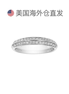 自营vir jewels1/3 克拉女士钻石婚戒，14K 白金爪镶两排钻石婚戒