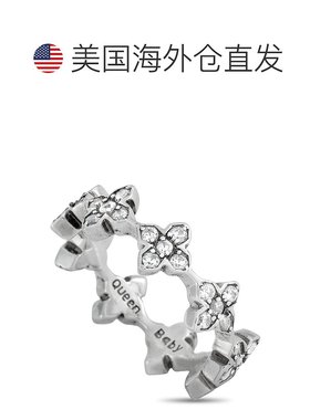 自营 King Baby 银色和白色立方氧化锆 MB 十字戒指 - 多色 美国