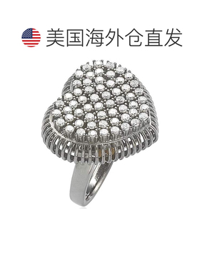 自营 Suzy Levian 黑化纯银密镶方晶锆石心形戒指 - 黑色 美国奥