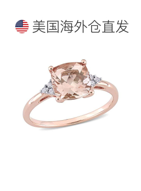 自营Mimi & Max 2ct TGW 垫形切割摩根石和钻石点缀订婚戒指（14k