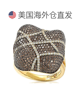 自营 Suzy Levian 镀金纯银棕色立方氧化锆交叉微密钉垫形周年纪