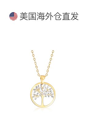 自营 Ross-Simons 意大利 18kt 2 色调金色镂空生命之树吊坠项链