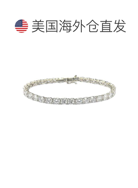 自营Suzy Levian 15cttw 方晶锆石纯银 7 英寸交叉网球手链 - 白
